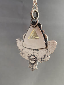 Moth Pendant with Sparkly Triangular Scapolite.