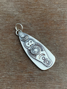 Sterling silver Owl sun and moon pendant