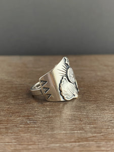 Winged moon ring size 7.5