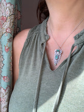 Load image into Gallery viewer, Owl pendant #6 Chrysocolla, Green Kyanite, and Serpentine
