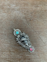Load image into Gallery viewer, Net Jasper Amazonite and Garnet sacred heart pendant
