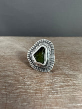 Load image into Gallery viewer, Green tourmaline slice ring.
