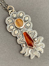 Load image into Gallery viewer, Rutilated quartz and orange kyanite pendant
