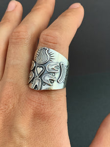 Large Size 9.5 sacred heart shield ring
