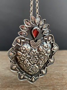 Garnet Sacred Heart pendant 2