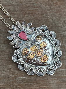 Garnet Sacred Heart pendant