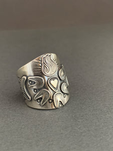 Large Size 9.5 sacred heart shield ring