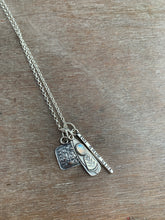 Load image into Gallery viewer, Moonstone plant pun “you grow girl” charm necklace set
