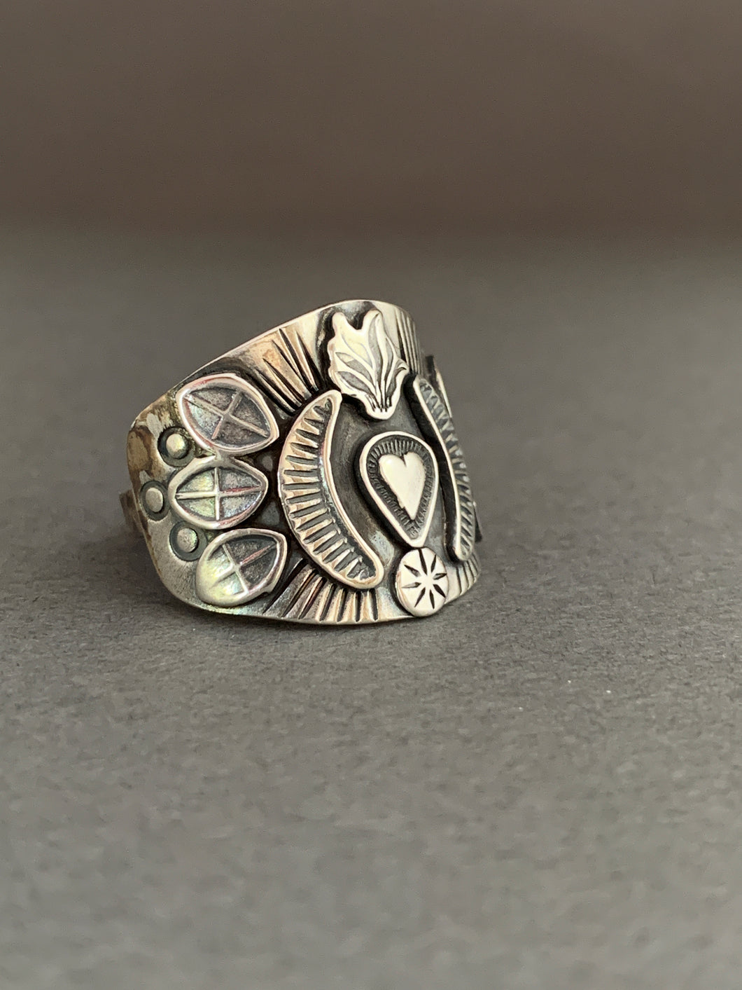 Medium Size 8.5 sacred heart shield ring