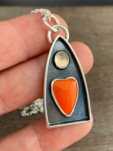 Orange Rosarita Sacred Heart Pendant