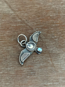 Small topaz stamped bird pendant #2