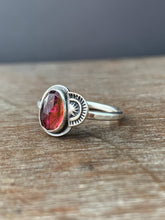 Load image into Gallery viewer, Tourmaline and rising sun ring size 8
