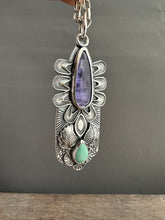 Load image into Gallery viewer, Tanzanite and turquoise Shield pendant
