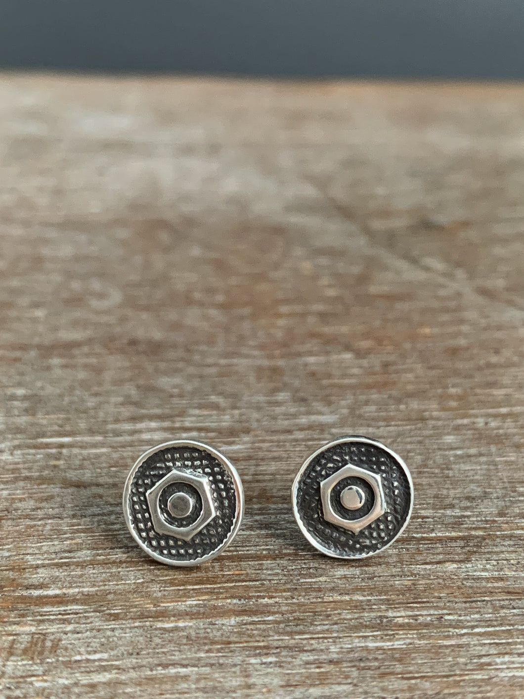 Nuts and bolts stud earrings
