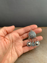 Load image into Gallery viewer, Bird medallion with handmade bells and a tiny moonstone shrine
