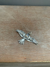 Load image into Gallery viewer, Large labradorite stamped bird pendant
