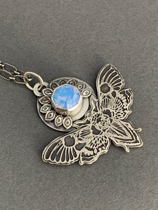 Moth pendant with vintage Swarovski Crystal