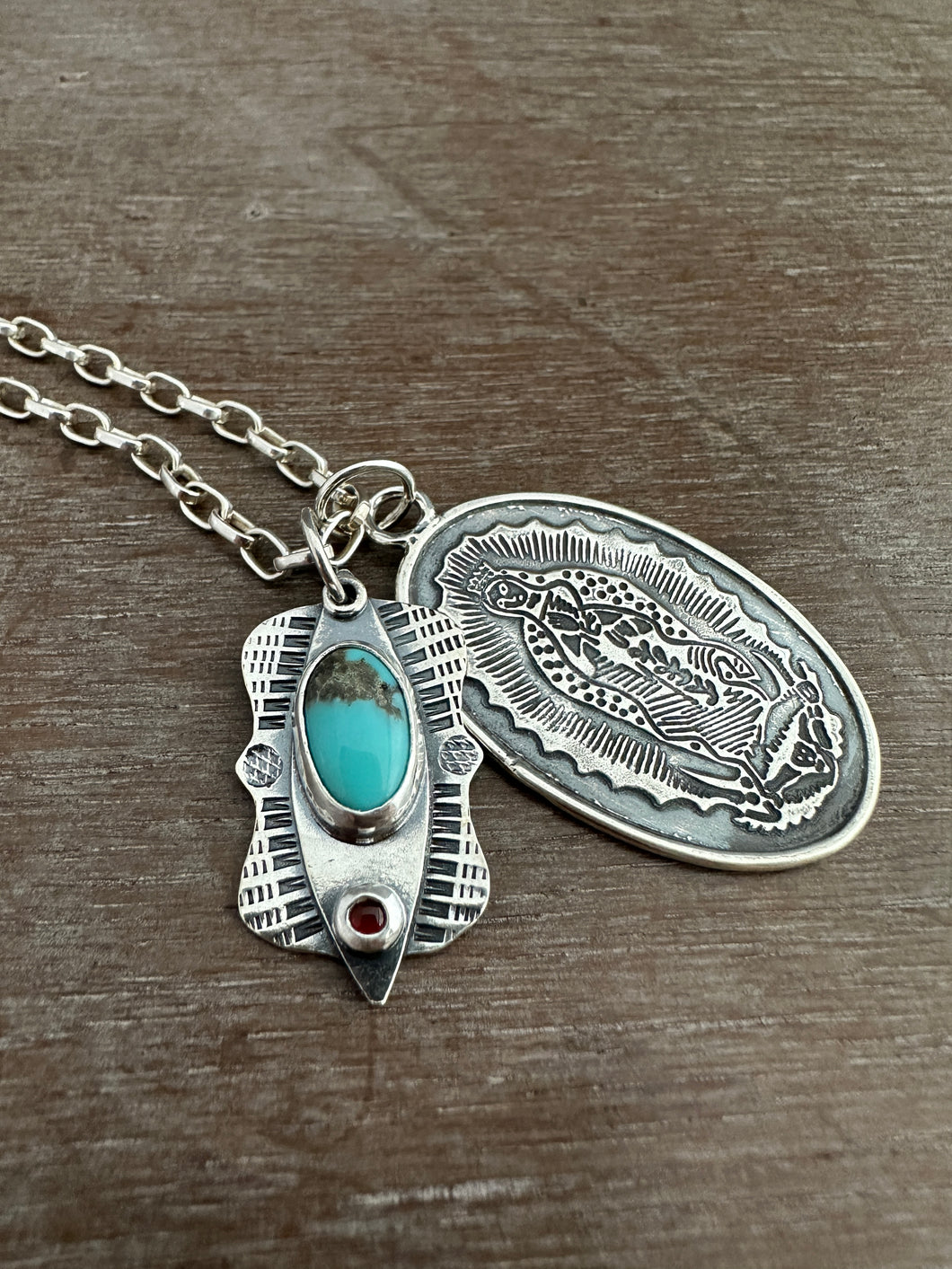 Our Lady of Guadalupe and turquoise charm set