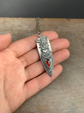 Load image into Gallery viewer, Owl pendant - hessonite garnet and chocolate moonstone
