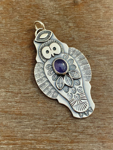 Owl pendant - tanzanite