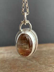 Lodolite quartz double sided pendant