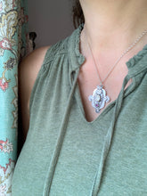 Load image into Gallery viewer, Owl pendant #7 Moonstone and Fluorite
