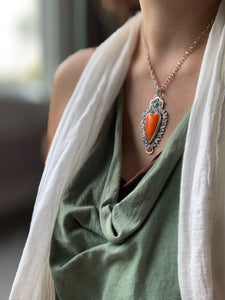 Roserita Turquoise and Carnelian sacred heart pendant