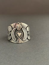 Load image into Gallery viewer, Medium Size 8.5 sacred heart shield ring

