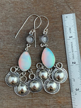 Load image into Gallery viewer, Man made Opal and Quartz earrings
