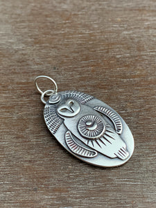 Sterling silver Owl moon pendant