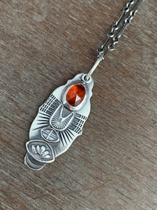 Orange kyanite charm necklace