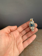 Load image into Gallery viewer, Owl pendant #11 with Citrine and Kyanite *Please note Kyanite is a vivid teal blue my camera cannot depict
