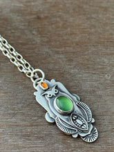 Load image into Gallery viewer, Owl pendant #11 - Serpentine and Citrine
