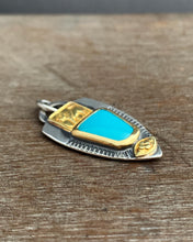 Load image into Gallery viewer, Sleeping Beauty Turquoise Set in 22k Gold with Solid 22k Gold accents.

