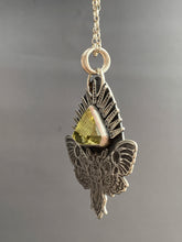 Load image into Gallery viewer, Moth Pendant with Sparkly Triangular Carved topaz.
