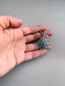 Sterling silver flame and apatite charms