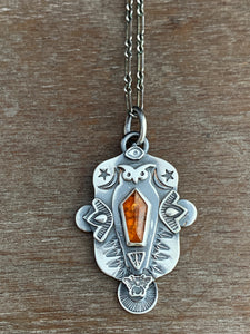 Owl pendant #2 - Orange kyanite