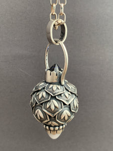 Vintage crystal and White Quartz dragon egg medallion