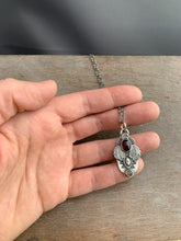 Load image into Gallery viewer, Garnet and chocolate moonstone charm necklace
