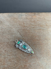 Load image into Gallery viewer, Owl pendant #6 Chrysocolla, Green Kyanite, and Serpentine
