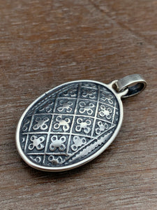 Grey moonstone double sided dragon egg medallion